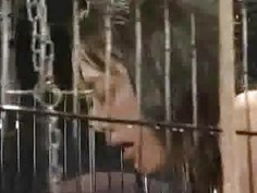 Caged And Sprayed Asian Teen